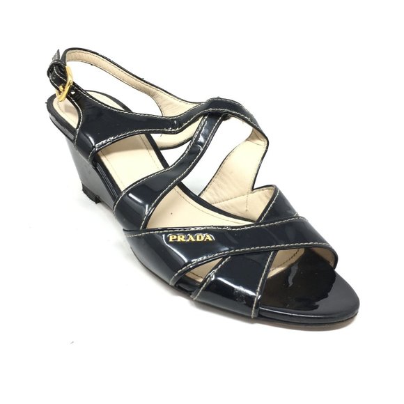 Prada Slingback Sandals Shoes Size 41 EU/11 Black - Picture 1 of 10